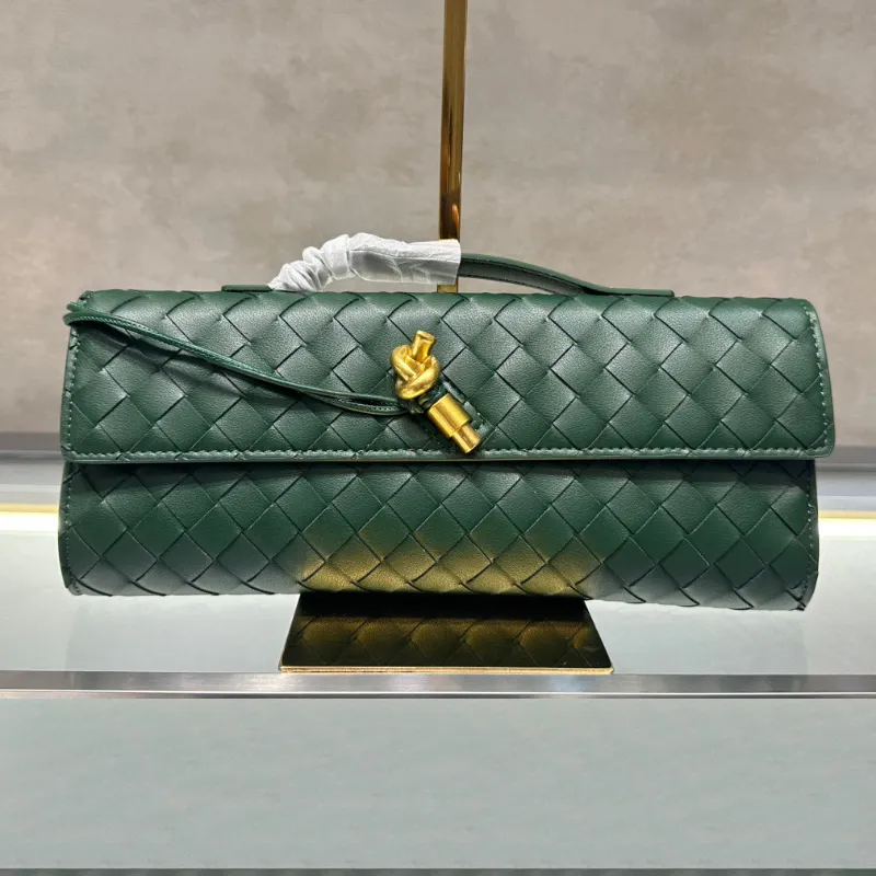 Designer Long Clutch Bag Knot Andiamo Top Handle Evening Bag Woven Vintage Purse Luxury Intrecciato Leather Cross Body Wallet Women Handbags Beach B