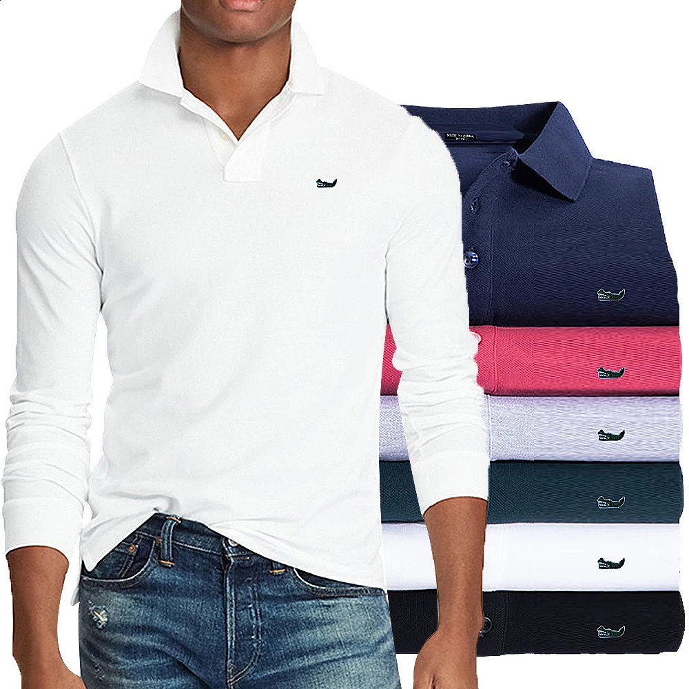 High Quality Spring Autumn 100 Cotton Embroidery Casual Polo Shirt Mens Long Sleeve Tshirt Arrival Tops Tee 250220