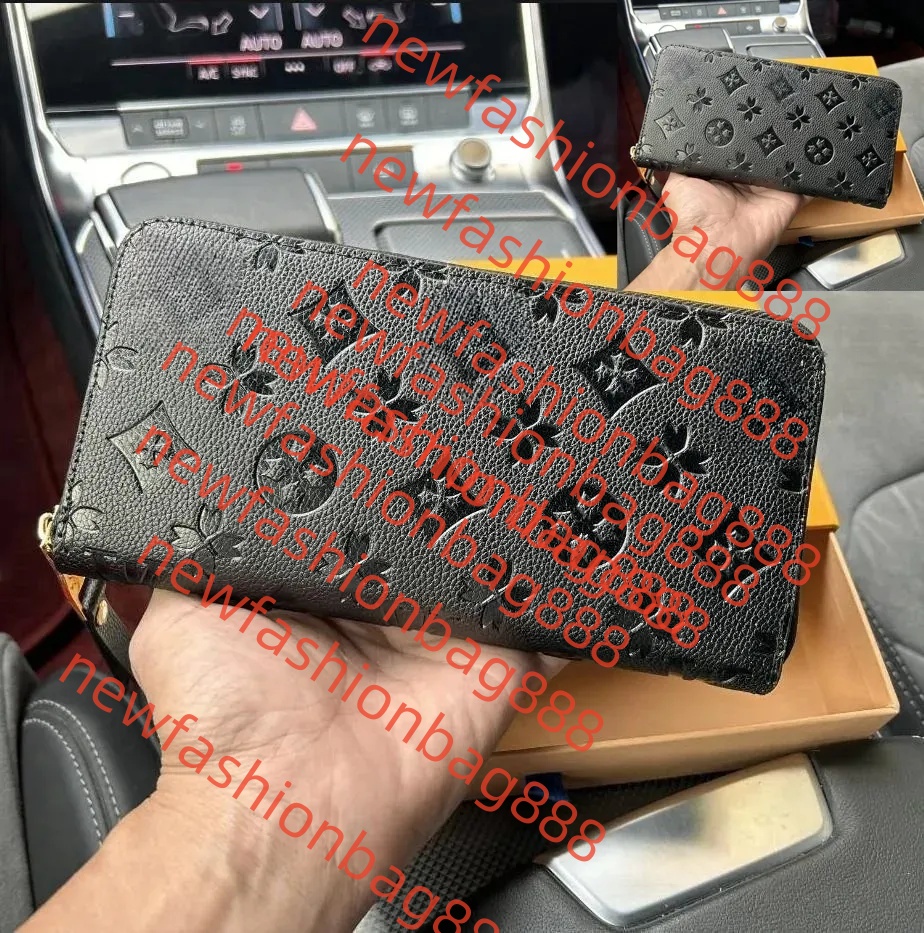 Fashion designer wallet Black empreinte women clutch lady ladies long wallet pu leather single zipper wallets classical corn purse card holder 60017