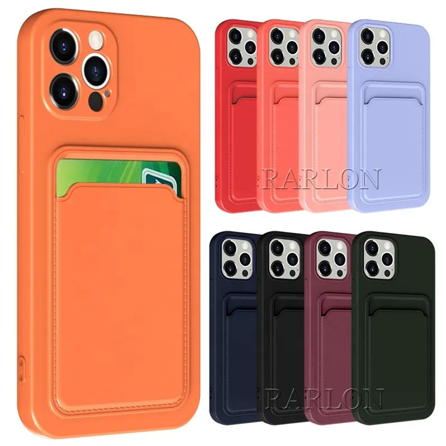 Card Slot Holder Liquid Silicone Soft Phone Cases for iPhone 18 Pro Max 17 Air 16 15 14 13 12 11 Samsung Galaxy S26 Ultra S25 FE S24 A18 A37 Pure Co