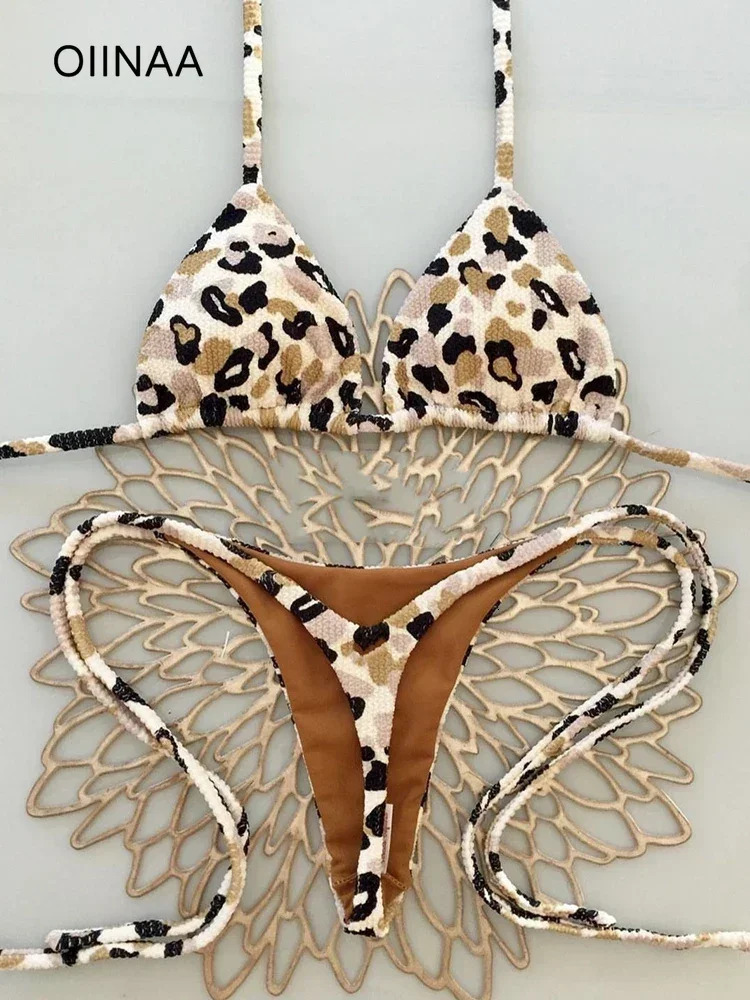 OIINAA womens sexy cherry print swimsuit lace bikini set two pieces of summer thong Biquinis 250214Z