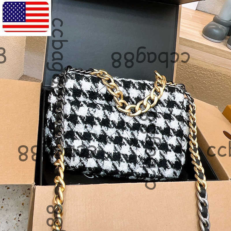 Designer Bag Luxury Shoulder Bags Womens Tweed 19 Series Houndstooth Shoulder Bags Gold Silver Twotone Chain Crossbody Shouder Handbags Large Capaci