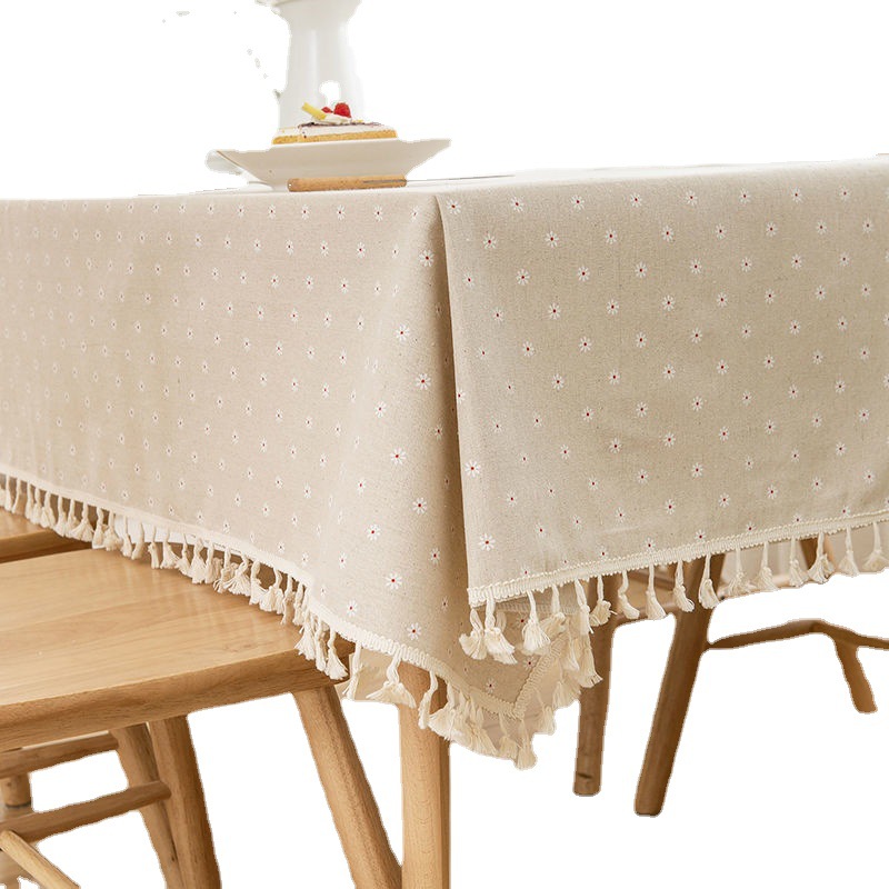 Xiaoqing nappe carrée style frais grille simple tapis de bureau table basse dortoir