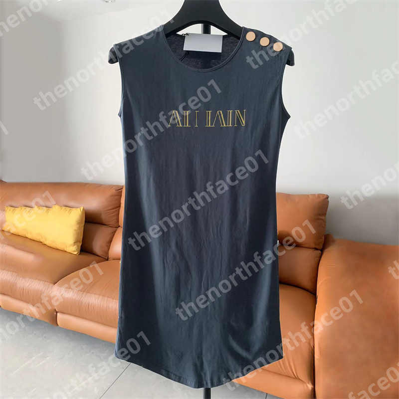 Summer Womens T Shirt Dress Letter Printed Womens Cotton T-shirt Designer Sleeveless Skirt Womens Clothing Slimming Casual T-shirt Size S-L