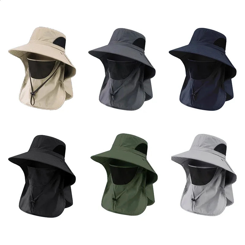 Summer sun hat UV protection outdoor hunting and fishing suitable for womens hiking camping hats bucket neck flip fisherman 250117z