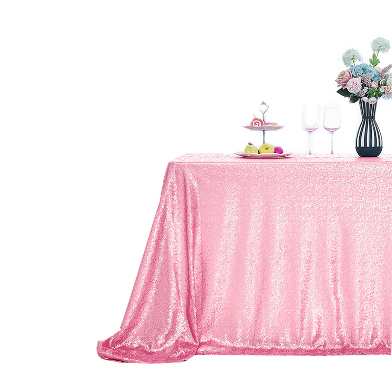 Simple Square Round Table Wedding Banquet Hotel Sequined Embroidery Without Splicing Beaded Embroidery Tablecloth Tablecloth-image-1045531436