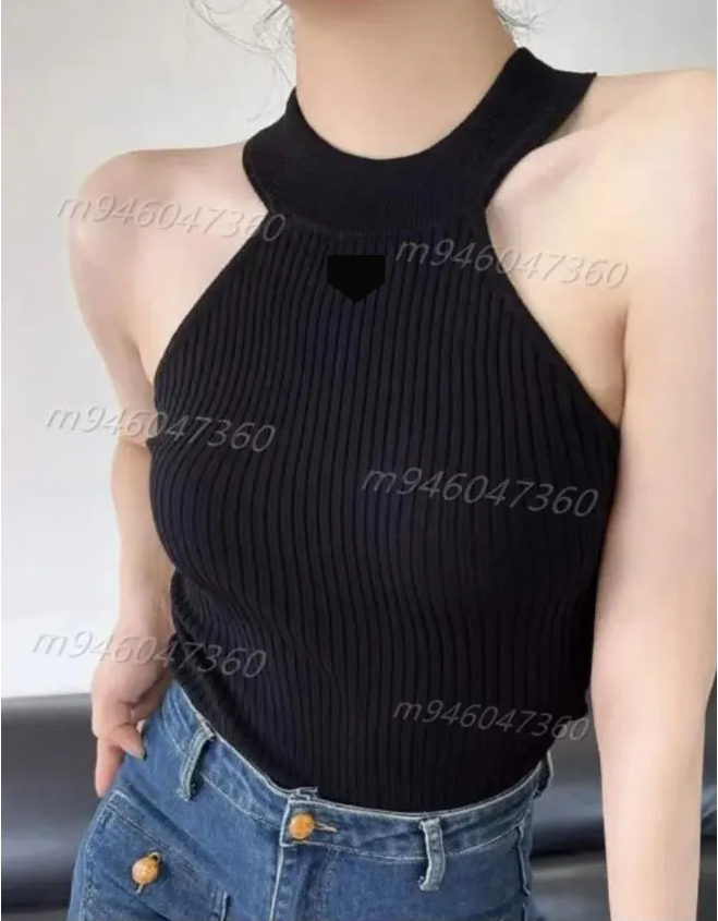 Summer White Women T-Shirt Tops Tees Crop Top Embroidery Sexy Shoulder Black Tank Top Casual Sleeveless Backless Top Shirts Luxury Designer Solid