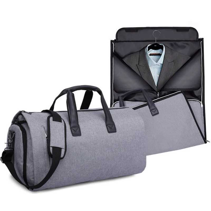 2 en 1 Chaussures de vêtements Compartiment convertible costume de voyage Duffel transport sur sac avec bandoulière Lage Y250221