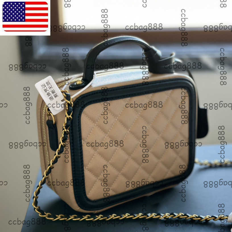 Designer Bag Luxury Cosmetic Bags Cases Womens Luxury Designer Caviar Leather Suitcase Camera Makeup Box Bag Top Handle Totes Large Capacity Outdoor