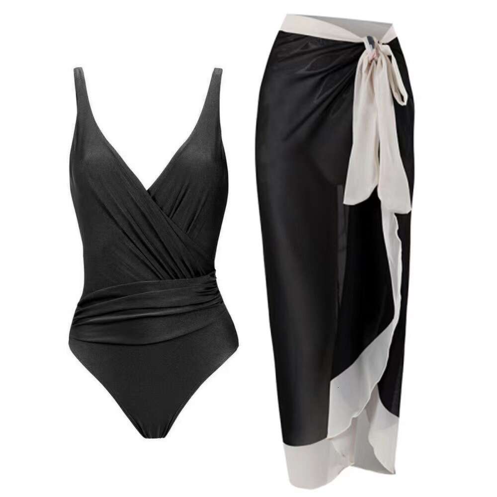 Maillot de bain femme maillot de bain femme maillot de bain une pièce ensemble Bikini conservateur ventre couvrant plage jupe enveloppée en mouss