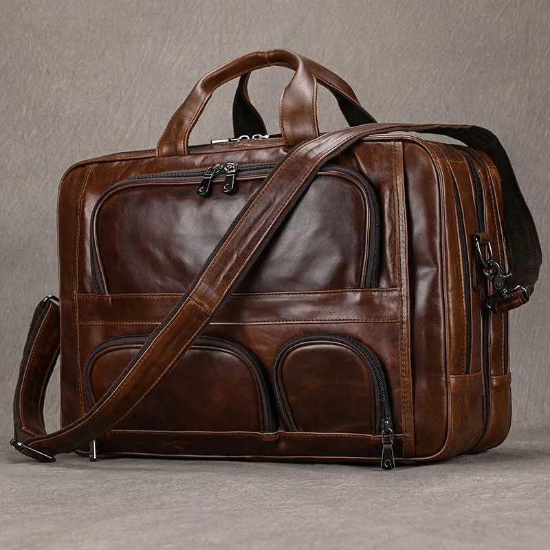 Newsbirds Real Briefcase Office Working Bag Laptop Genuine Leather 17Inch Brief Case Bags Notebook Travel Handbags Z250220