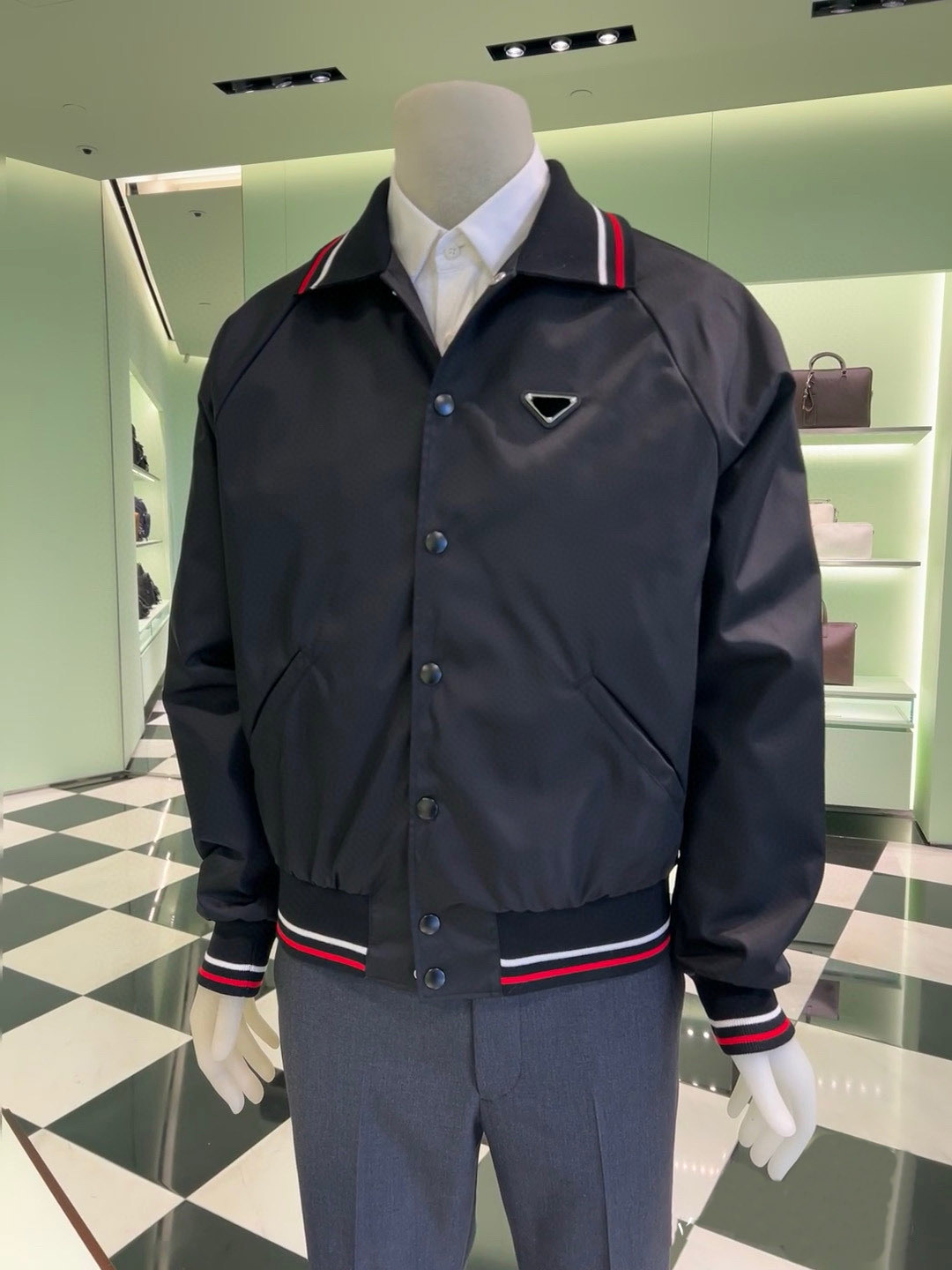 High quality designer jacket with fashionable striped knit design outdoor windproof material highend brand mens jacket