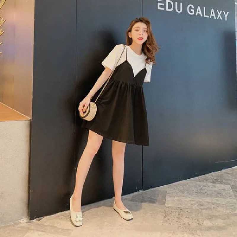 Women Maternity Dresses Summer Black white Clothing Wear Soild A Line Loose Dress Short Sleeve Pregnant Clothes Femme 250222q M260226-image-1095544844