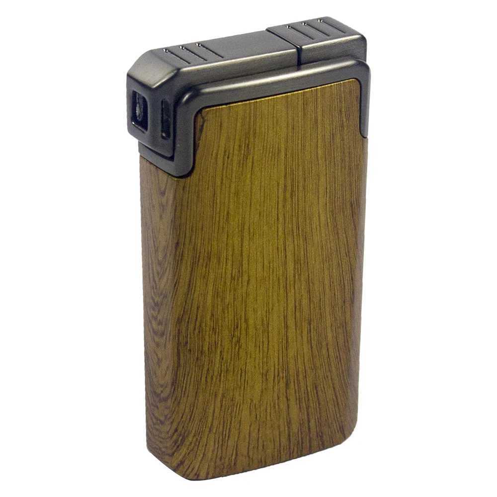Windproof Dual-Flame Refillable Butane Torch Lighter with Adjustable Jet Wood Grain Design Cigarette Accessory Man Dad gift Y250222-image-1045751181