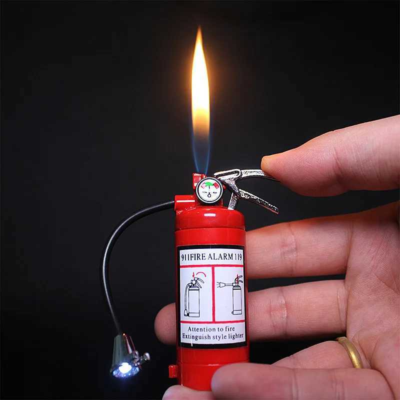 Fire Extinguisher Torch Lighter Flash Light Fire Butane Gas Cigar Cigarette Lighters Creative Smoking Accessories N Gift Y250222-image-1045751273