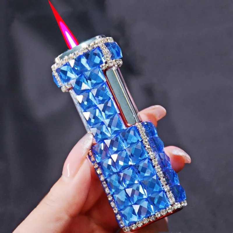 Fine Rhinestone Lighter Jet Flame Butane Torch Lighter Electronic Lighter Windproof Lighters Smoking Ladies Lighter Gift Y250222-image-1045751462