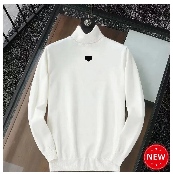 Pull de créateur hommes pull col haut revers laine à capuche pulls femmes classique loisirs noir blanc 2025 automne hiver garder au chaud hauts p
