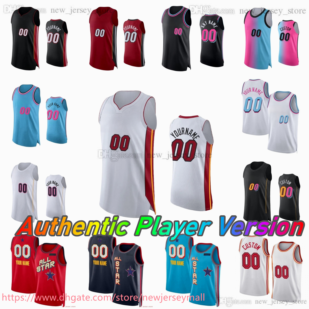 Custom AU Player Version Basketball 14 TylerHerro Jersey Authentic Stitched Wade AndrewWiggins BamAdebayo TerryRozier III Kel'elWare Jovic Kyle