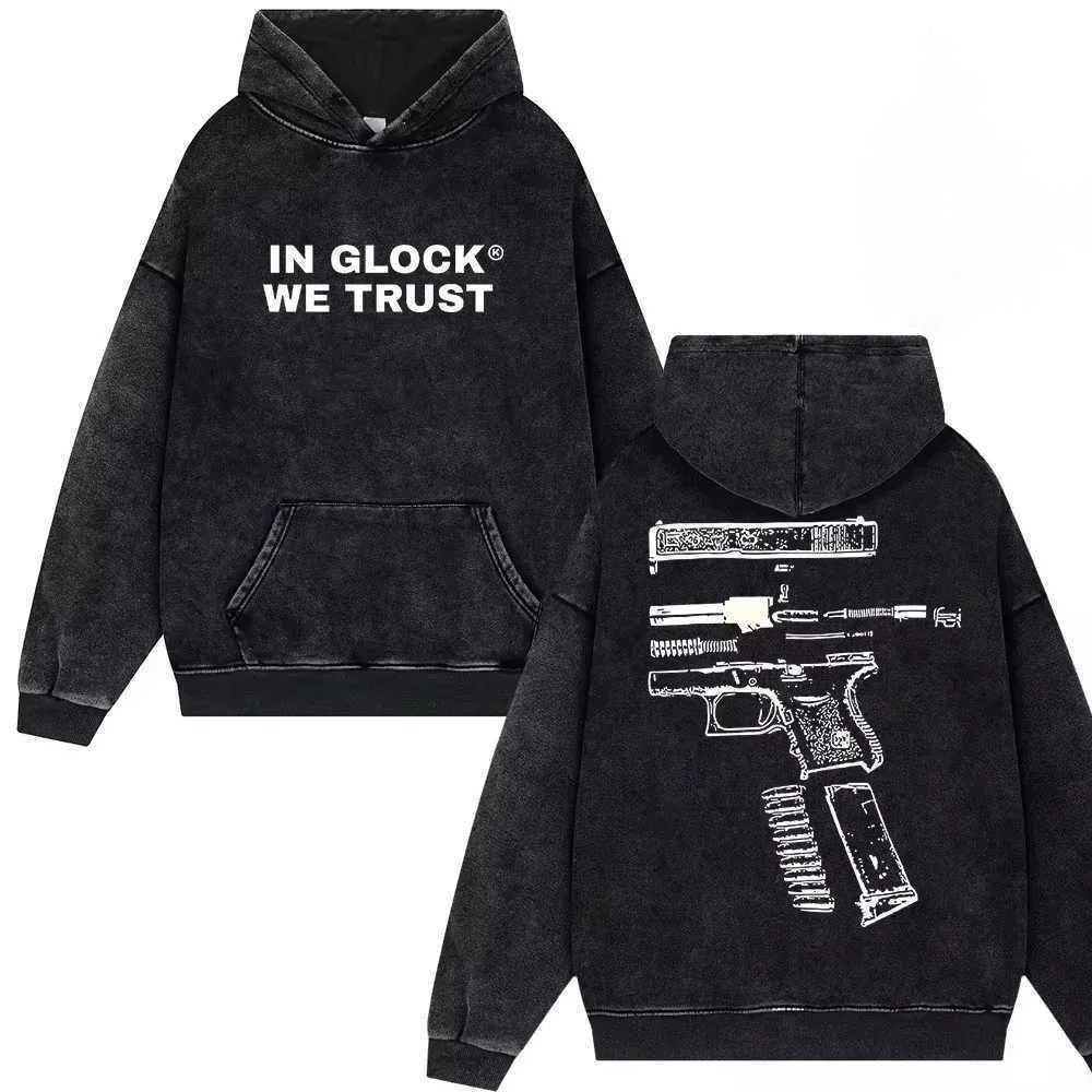 Sweats à capuche pour hommes Nous faisons confiance aux sweats à capuche rétro de style punk imprimés monogrammes pour hommes et femmes, pulls ha