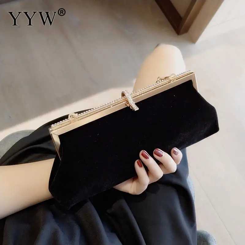 Fashion Trend Velvet Late Bag 2023 New Designer Shining Crystal Handbag Luxury Wedding Party Wallet Day Clutch Z250220