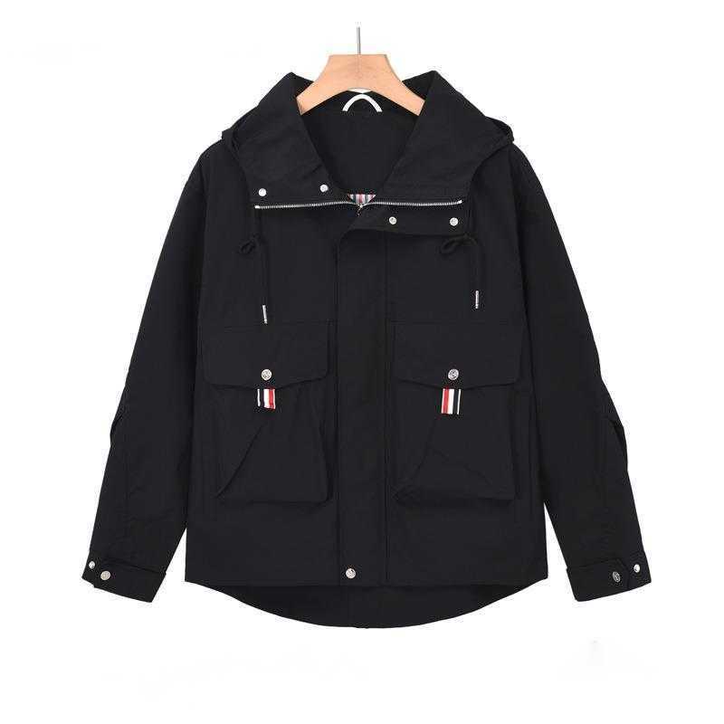 Mens Jackets 2025 Fashion jacket waterproof windproof zipper autumn and winter new storm jacket men's multi-pocket Korean jacket casual hood