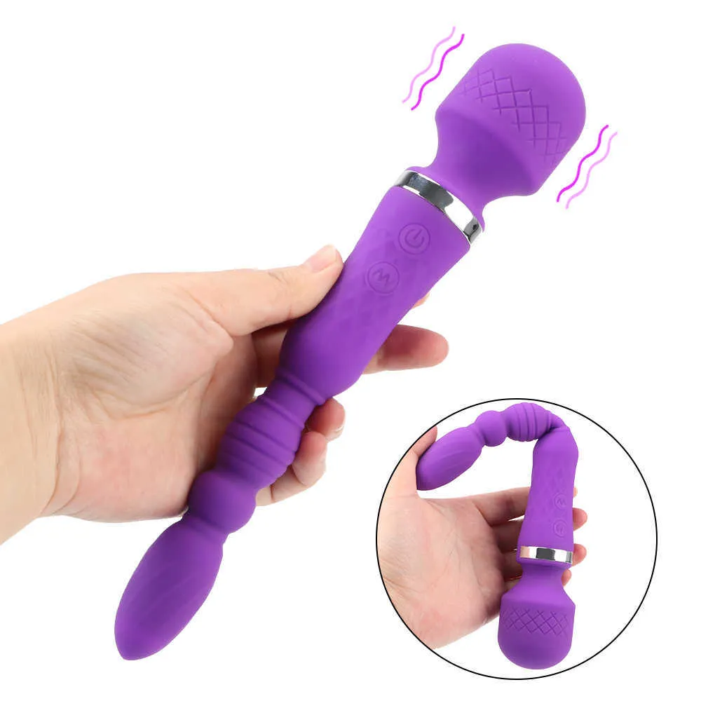 Articoli per il massaggio Bacchetta magica 2 in 1 Plug anale Masturbatore femminile Lesbiche 10 modalità Vibratore Macchina erotica Giocattoli sexy