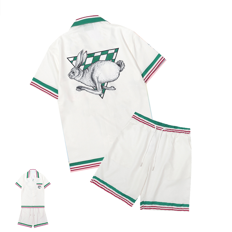 Casas Tracksuit Designer Shirt Shorts Set Summer Crew Neck Luxury Fashion Classic Y2k Graphic Streetwear Casual Beach Vacation Set Short Sleeve Hot