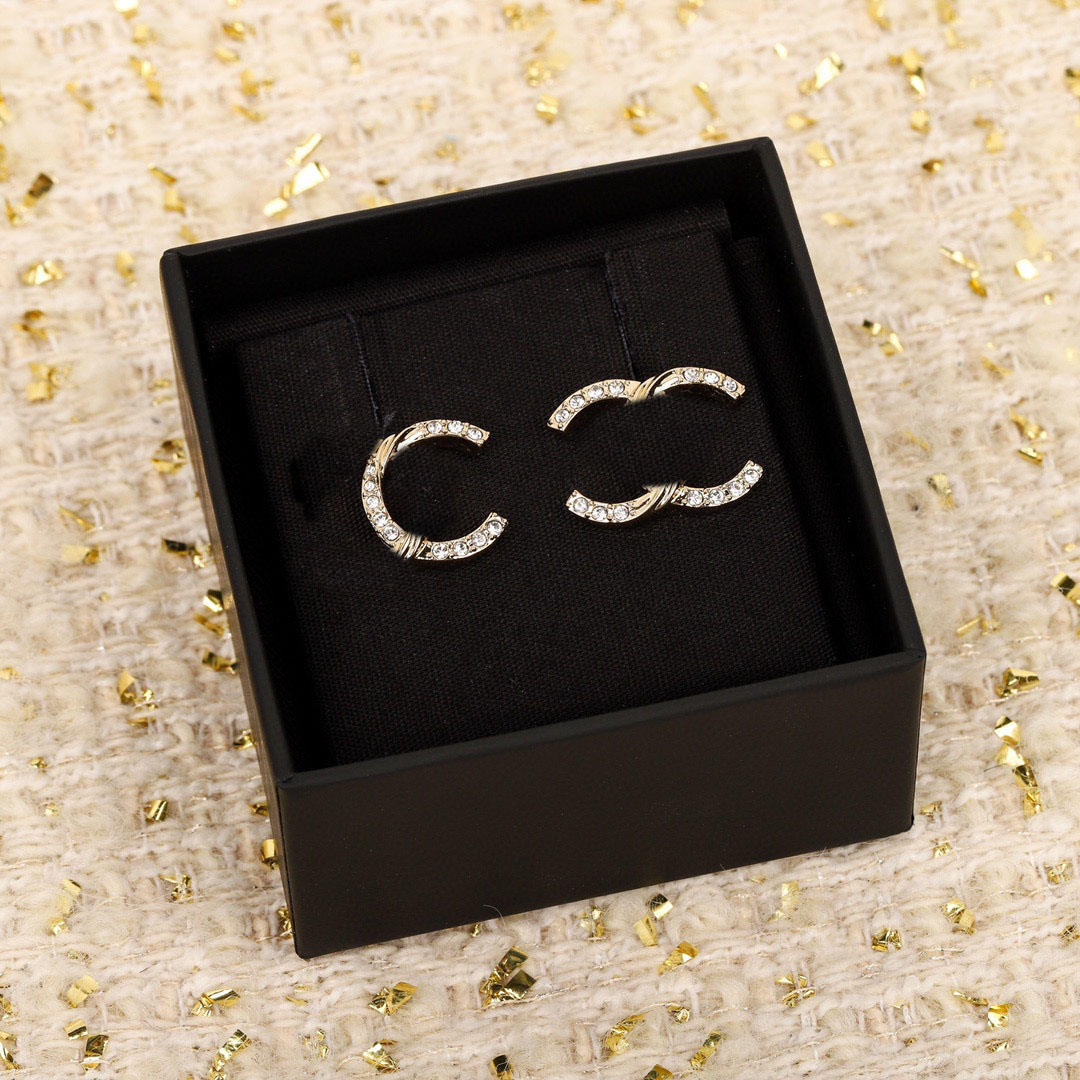 Luxury quality charm stud earring with diamond design in 18k gold plated have stamp box simple style PS6103A