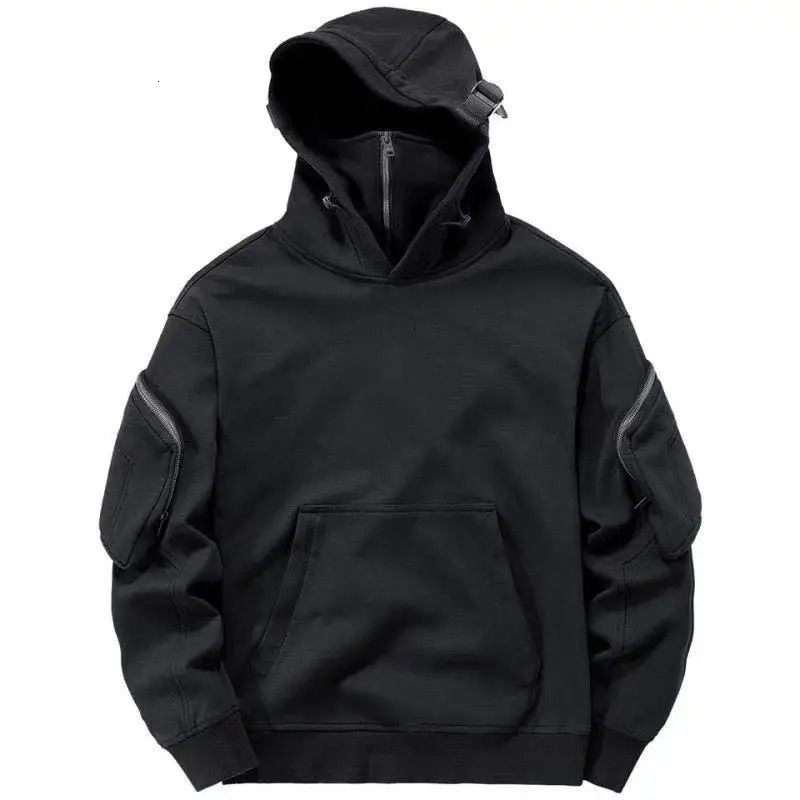 Heavy industry black sweatshirt mens spring and autumn functional wind mask hoodie niche design cyberpunk Y2K top trendy brand 250224