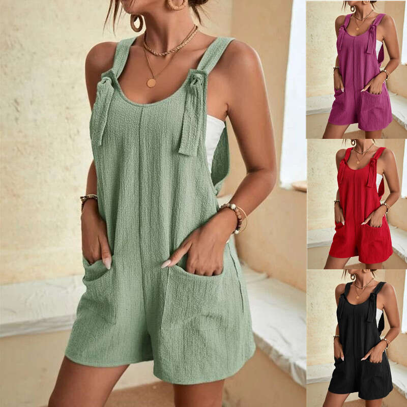 Shorts combinaison jarretelles pantalon pour femmes 2025 femmes été décontracté mode queue de poisson bifurquée taille ample tempérament soie Den