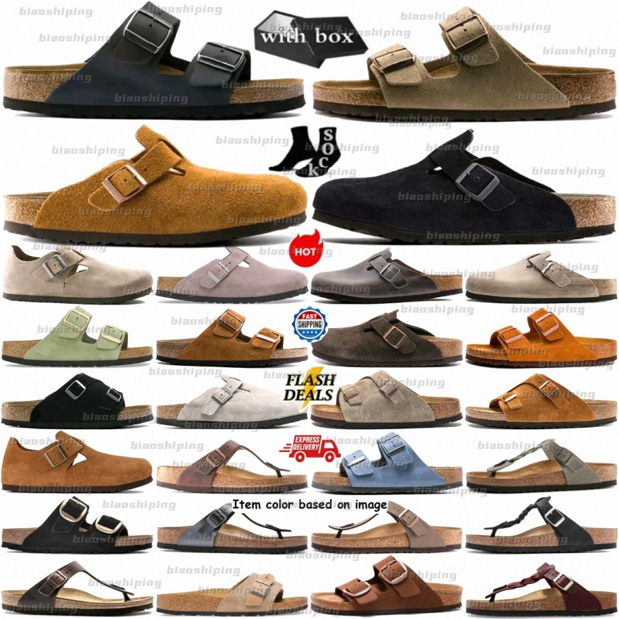 Clogs Boston Slippers Bostonclogs Soft Footbed Flor slides Arizona Catalina London Suede Taupe black olive Mocha pink mink cream Mens Womens Slid-image-937034385