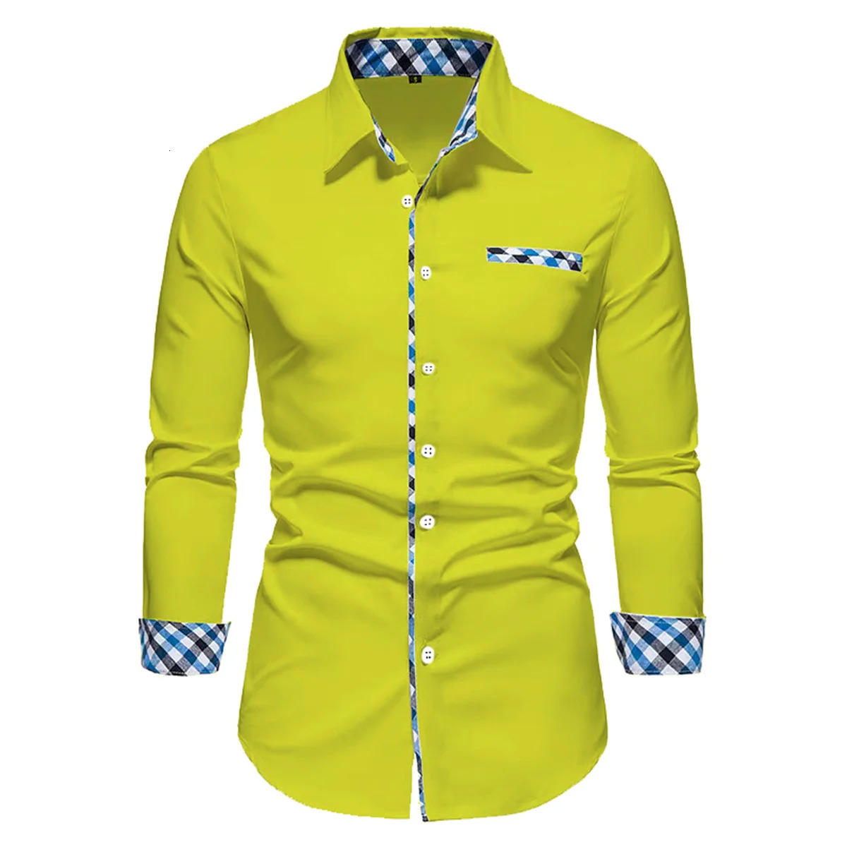Mens selling business office long sleeved solid color patchwork shirt outdoor street casual highquality fabric polo top 250214Z