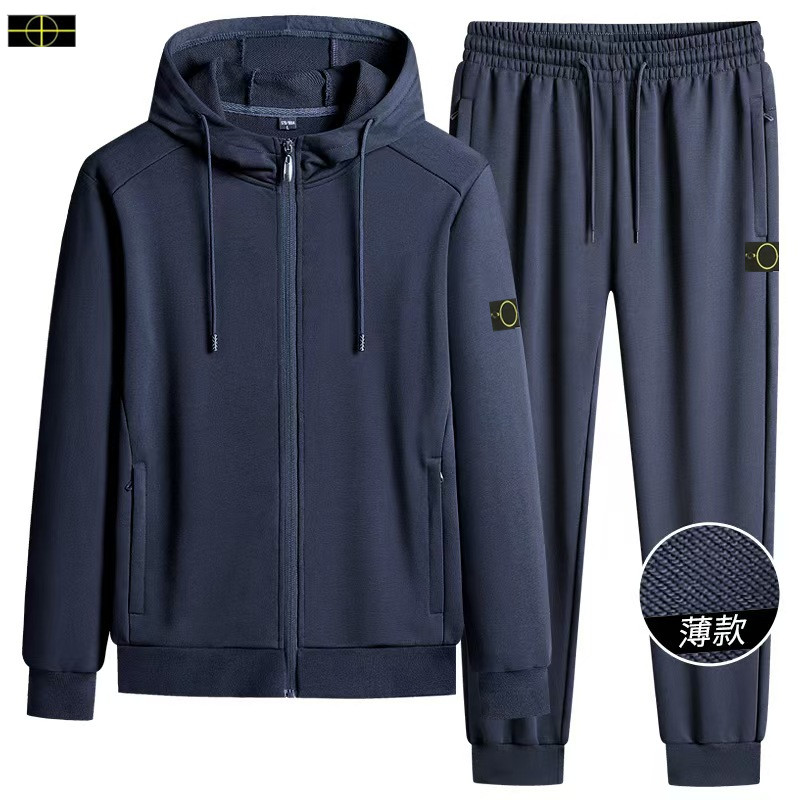 2025 Spring and Autumn Men's Tracksuits Stones Fashion Classic Islands jacket Solid Casual Sports Suit is land Men's Two Piece Hooded Zipp