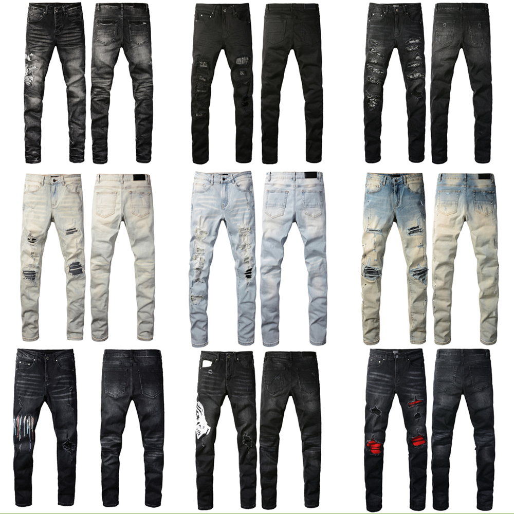 designer jeans for mens jeans pants trousers slim fit jeans Casual Streetwear Fine zipper fly jeans hip hop fashion Straight pants sweat pants ri-image-881515321