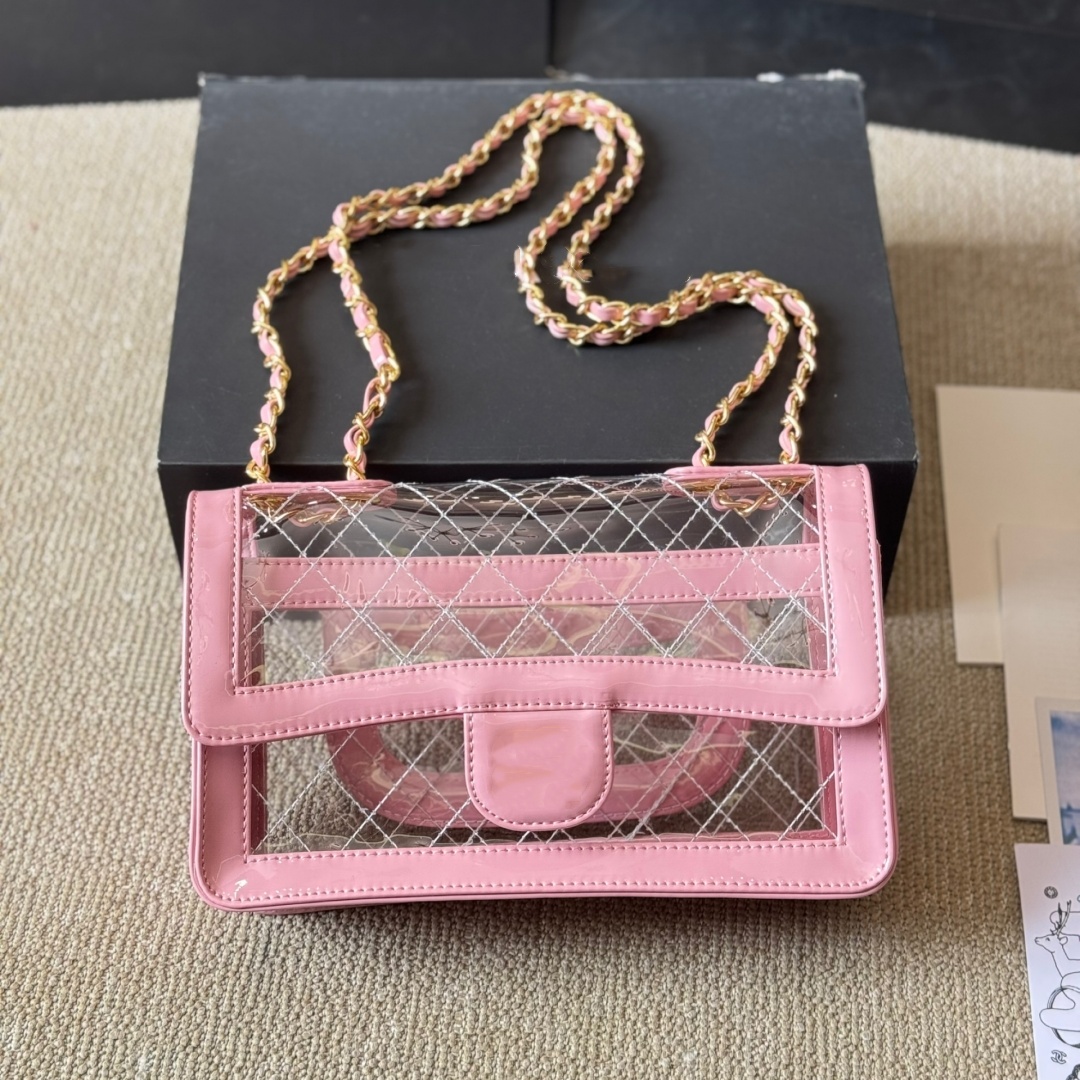 2025 Sac à épaule transparent d'été Transparent en cuir en cuir en cuir de la chaîne de luxe de luxe pour femmes sacs de corps crossbody pochette