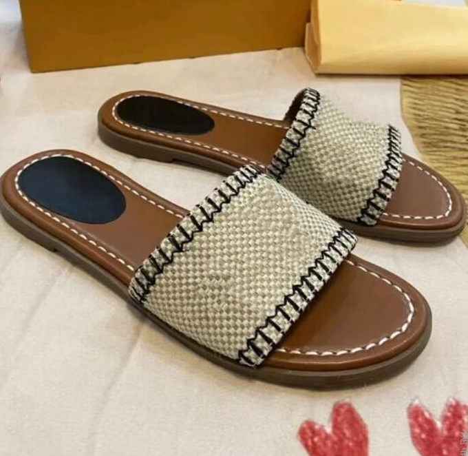 Luxury designer Embroider ladies sandals summer flat shoes fashion beach slippers for womens letter drag Slides flip flops Ladies slipper EUR 35-42