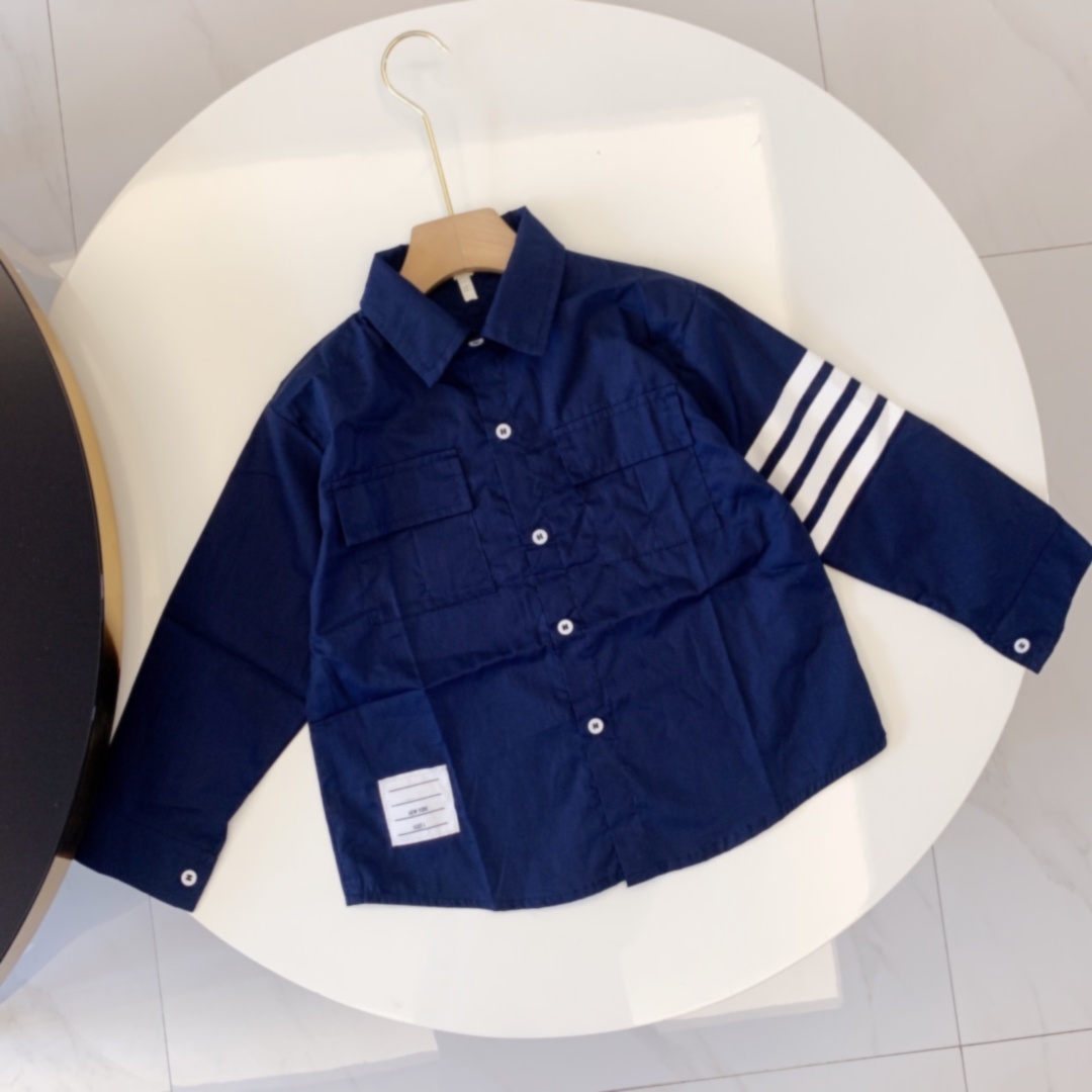 kids Designer Shirt baby lapel Shirts kid Polo Shirt For student Suit Social Formally handsome Slim Long Sleeve Button Up 2025 Tops dark blue Suitab