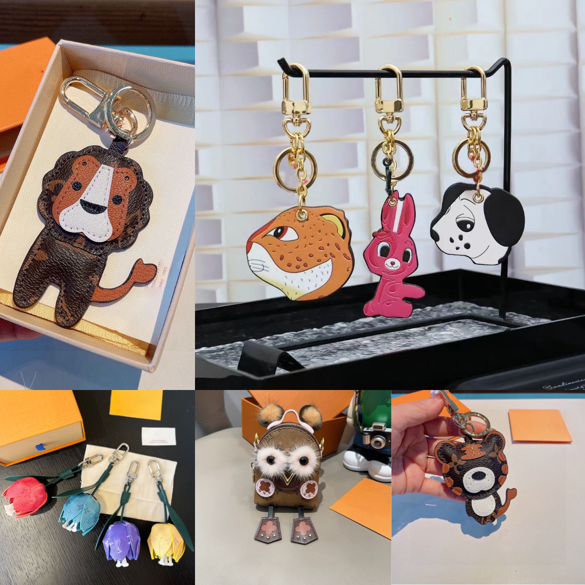 designer porte-clés cartoon accessoires anneau cuir motif lettre cadeau pack décoration sac pendentif décoratif sac à dos animal classique cuir