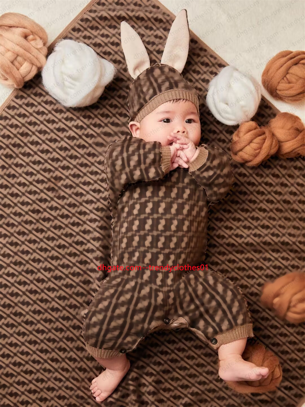 Newborn babies girl boy fashion soft knit blankets designer knitted wrapping crochet blanket swaddg nursing bedding wraps brown swaddle-image-1047566646