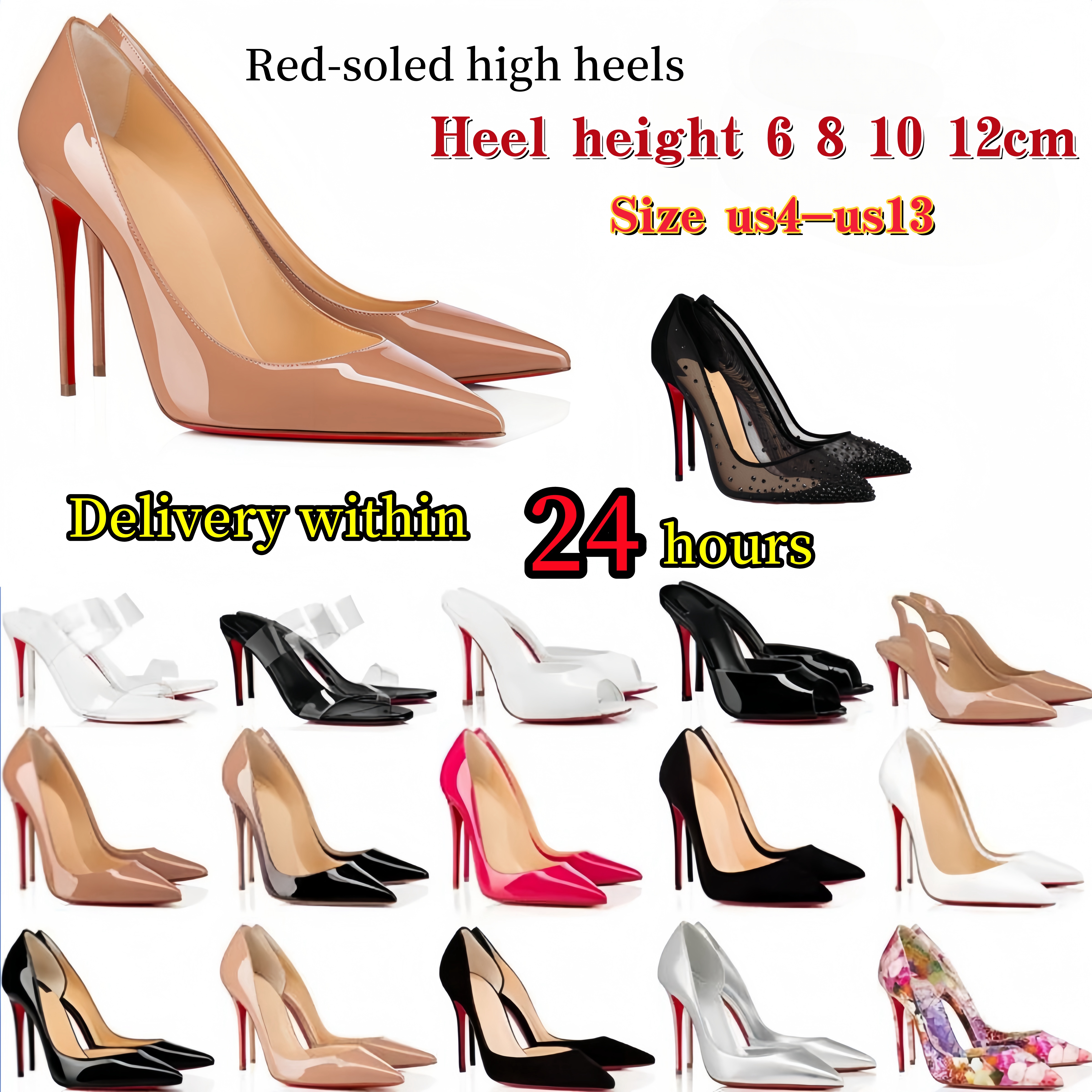Avec une boîte de créateurs femmes chaussures à talon hauts rouges à fond brillan