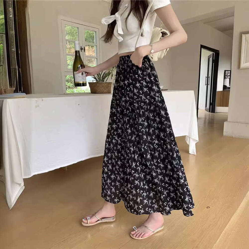 Floral Polka Dot Taille Haute Minceur Gâteau A-ligne Printemps Nouveau Style Désordonné Floral Demi Femmes Mi Longueur Parapluie Jupe Sexy Courte