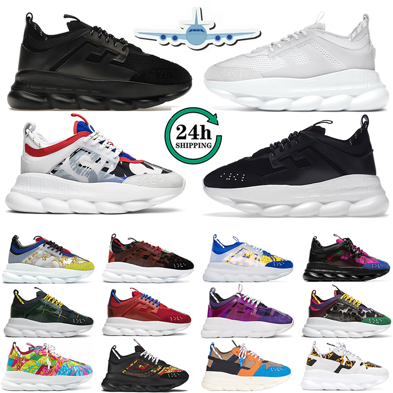 Designer Casual Chain Reaction Hommes Femmes Chaussures De Luxe En Caoutchouc Daim Triple Noir Blanc Bluette Or Rouge Cerise Brun Baskets Baskets