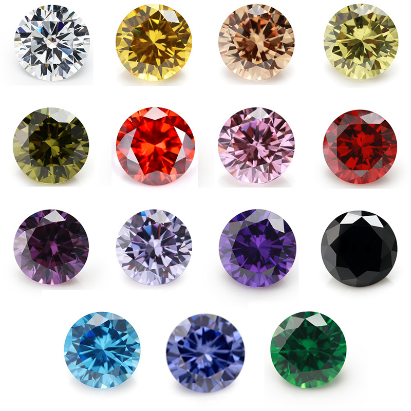 3mm 5A Gemstone Round Colored Zircon Artificial Cubic Zirconia Jewelry Set with Loose Stones-image-1046704393