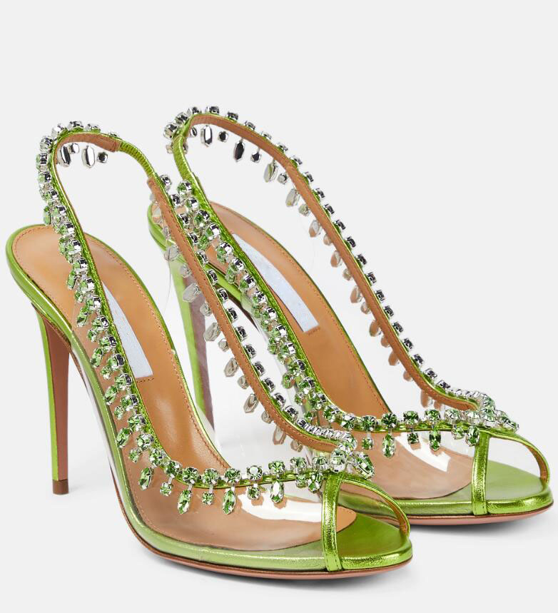 Marque de luxe Talons hauts PVC Designers Sandales pour femmes Sandales en cristal Temptation Crystal Buckle Party Robe de mariée Chaussures Talo
