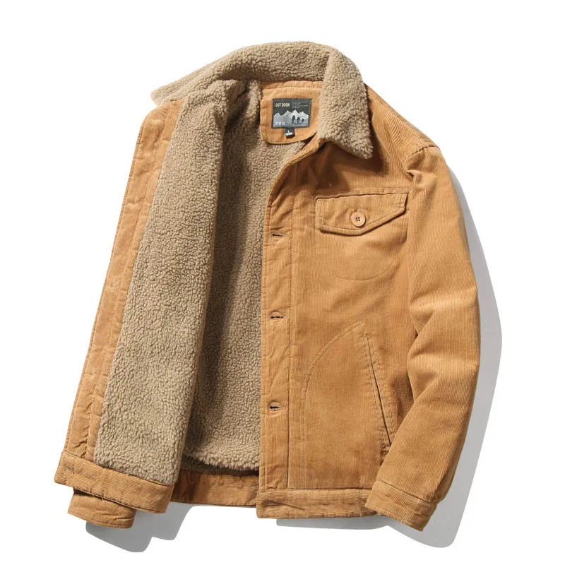 Mens jacket mens warm Corduroy and Coats fur collar winter casual jeans streetwear 250214Z