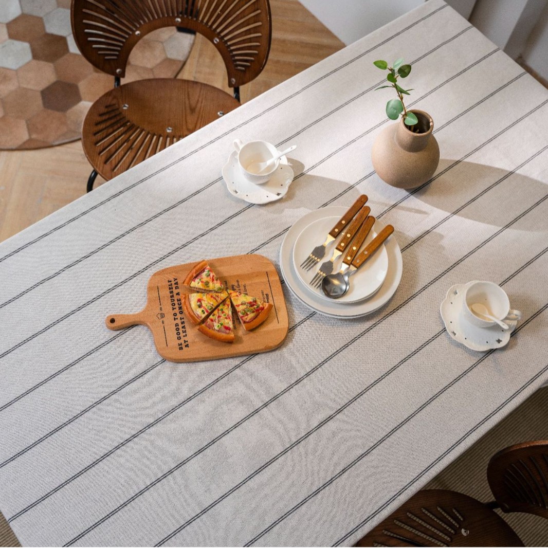rectangular tablecloth cotton and linen literary tablecloth striped white coffee table cloth tablecloth LPMV01-image-1060905438