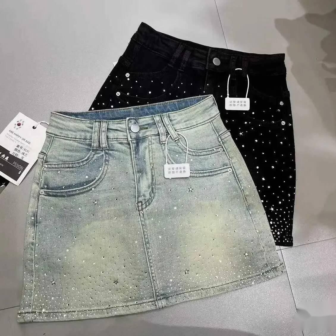 Women's Jeans 2024 Summer Starry Hot Rhine Skirt For Women New Retro Weight Loss A-Line Sheath Denim Skirtxj250320 Ffc
