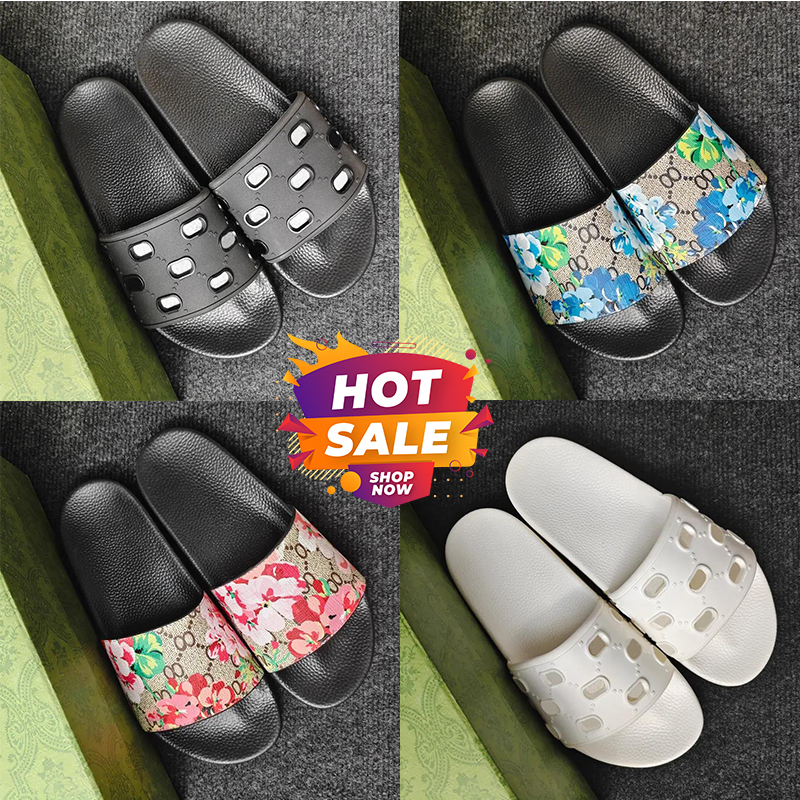Designer Sandals ltaly Slippers New Rubber Slides Sandals Floral Brocade Women Men Slipper Flat Bottoms Flip Flops Womens Fashion Striped Beach S