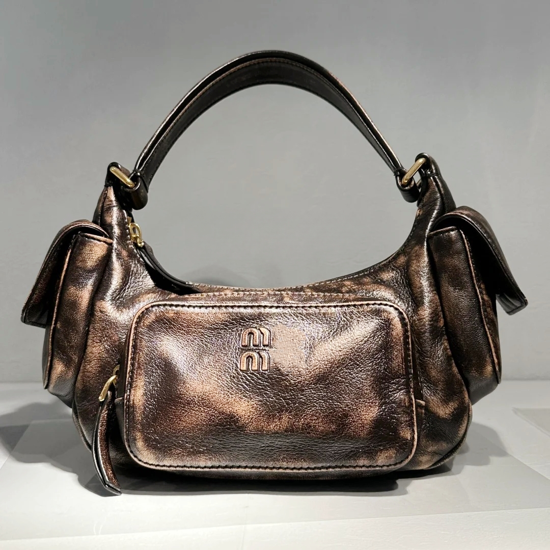 Vintage Nappa leather pocket Shoulder bag Designer tote Bag Womens mens handbag Luxury clucth Cross body brown satchel Bag Black white pochette Moto