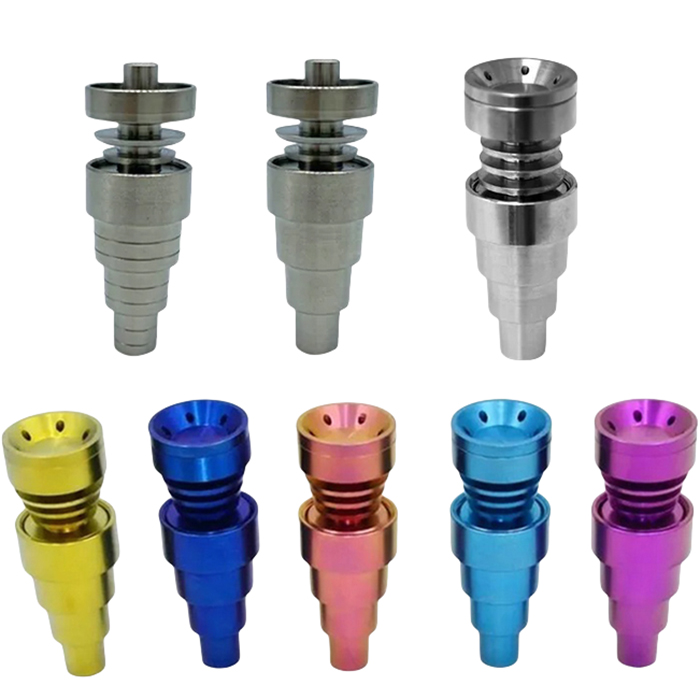 Anodized Colorful Domeless 6 in 1 Titanium Nail Smoking Accessories Universal 10mm 14mm 18mm Size